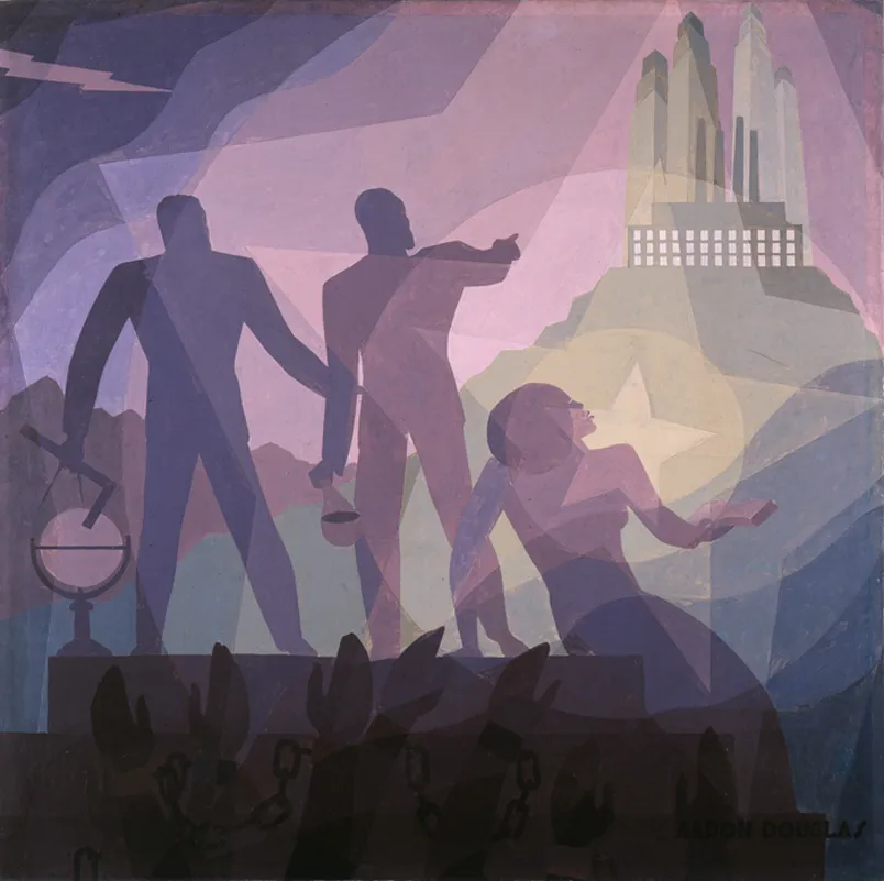 Image of painting by Aaron Douglas titled Aspiration