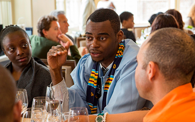 Student speaking to a group of others