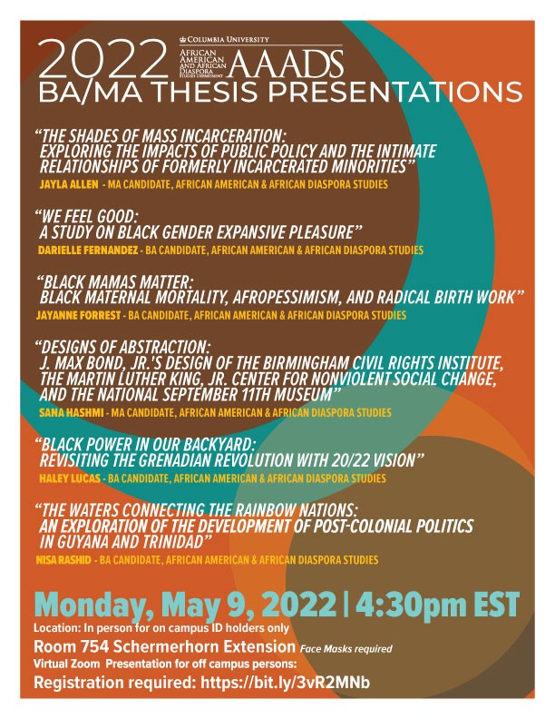 Image of event poster 2022 AAADS BA/MA Thesis Presentations
