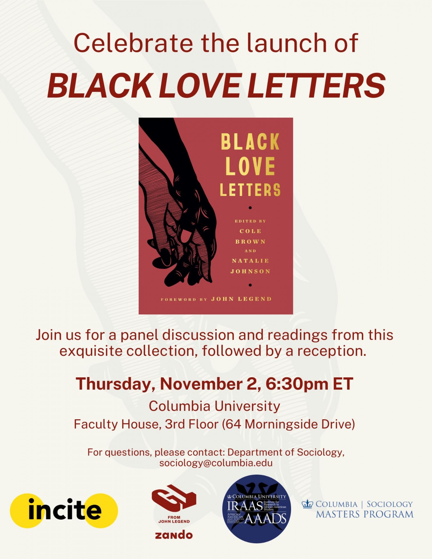 image poster for "Black Love Letters" Panel and Book Celebration