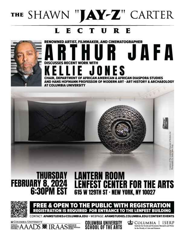 image of event poster of RENOWNED ARTIST, FILMMAKER, AND CINEMATOGRAPHER ARTHUR JAFA