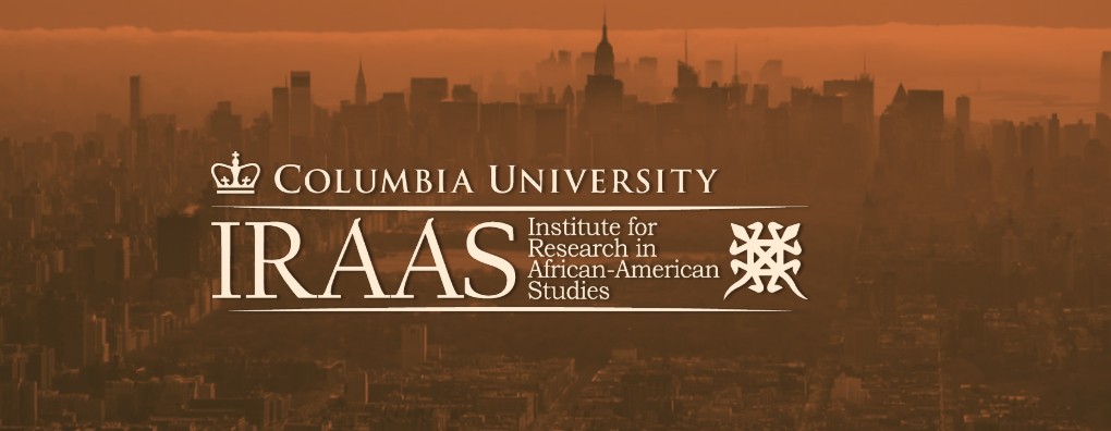 The text IRAAS and Columbia University over a background of New York City